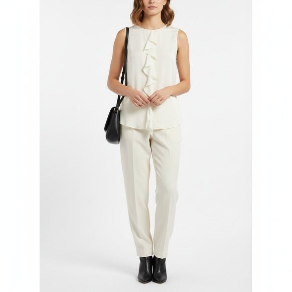 Theory 100% Silk Exaggerated Ruffle Front Sleeveless Blouse Top M - Picture 9 of 9